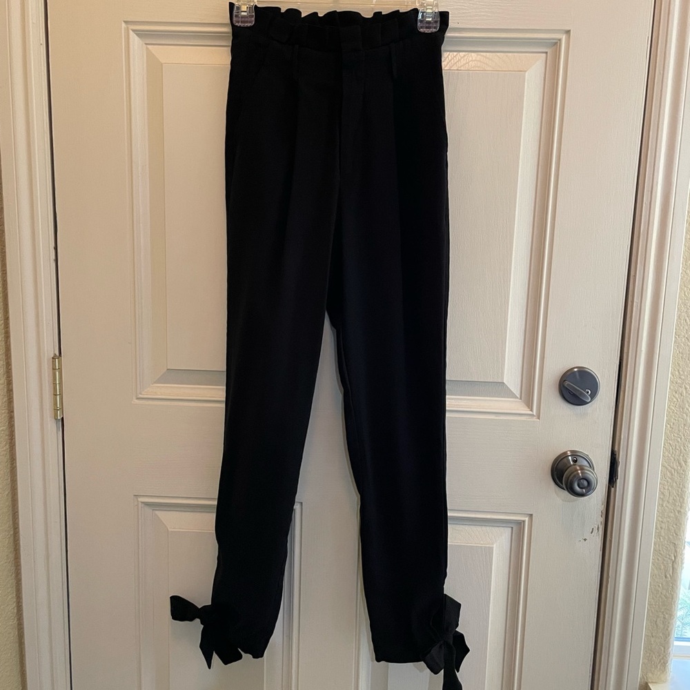 Lulus Black Paper-bag Waist Trouser Pant